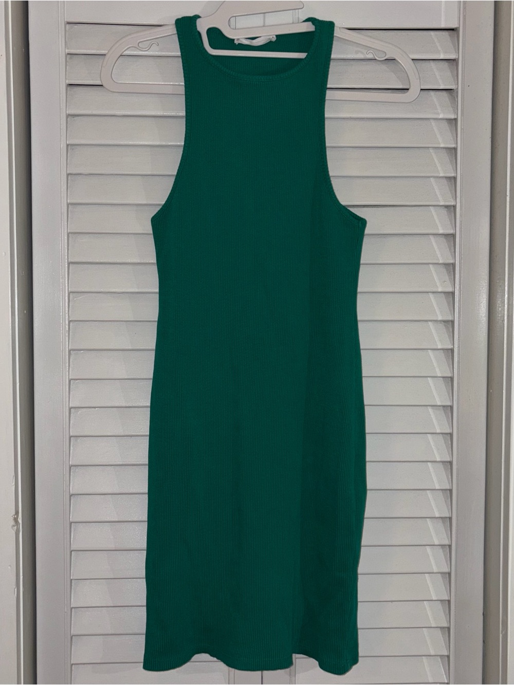 Mango Sleeveless Ribbed Midi Dress in Emerald Green